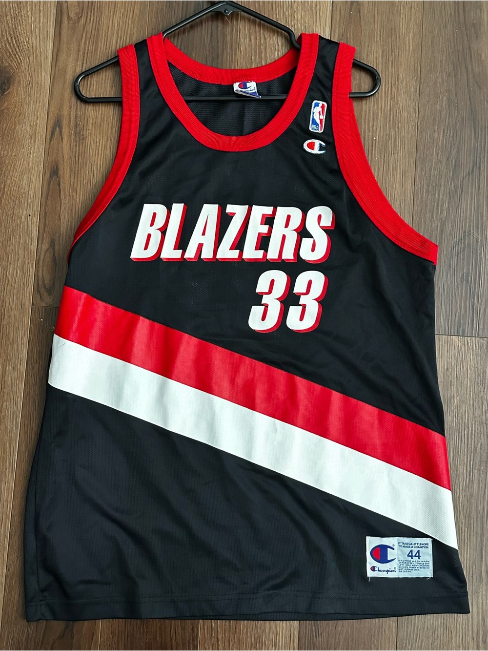 Champion Black, Red & White Blazers Basketball Jersey - #33